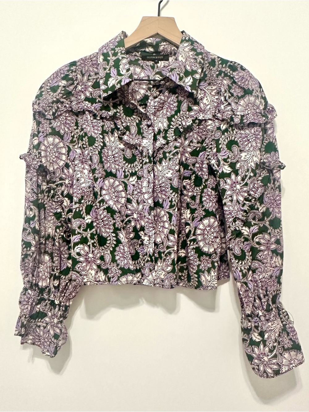 NWOT | Olivaceous | Floral Ruffle Button-Front Shirt